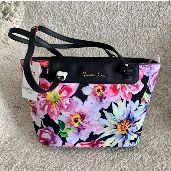 BRACCIALINI NWT & Dust Bag Floral Alessandra Pink Large Tote Bag - Picture 3 of 16